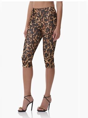 AFRM Leopard-Print Capri Leggings in Brown and Black